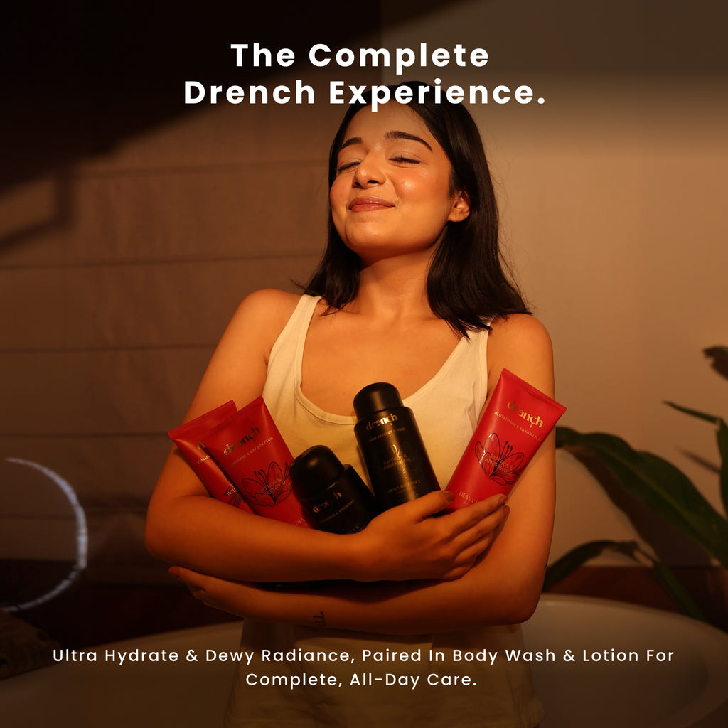 Drench Collector Box lifestyle shot – cleanical skincare gift set with Glutathione, Ceramides, Birch Sap and Sake Extract