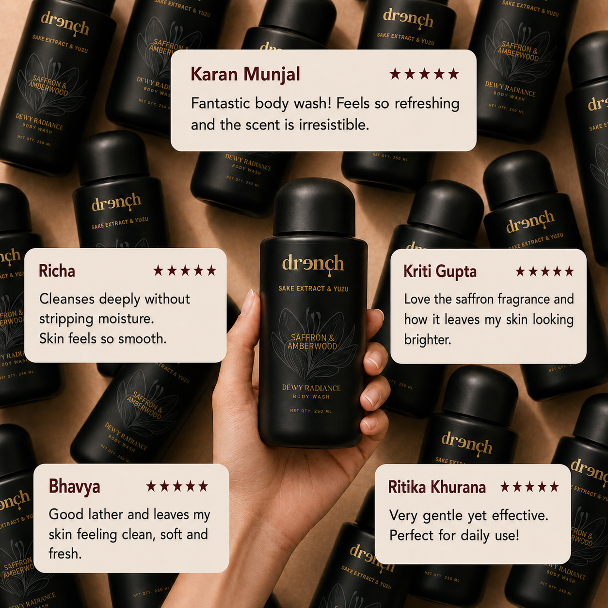 Dewy Radiance Saffron & Amberwood Body Wash with Vitamin C Extract