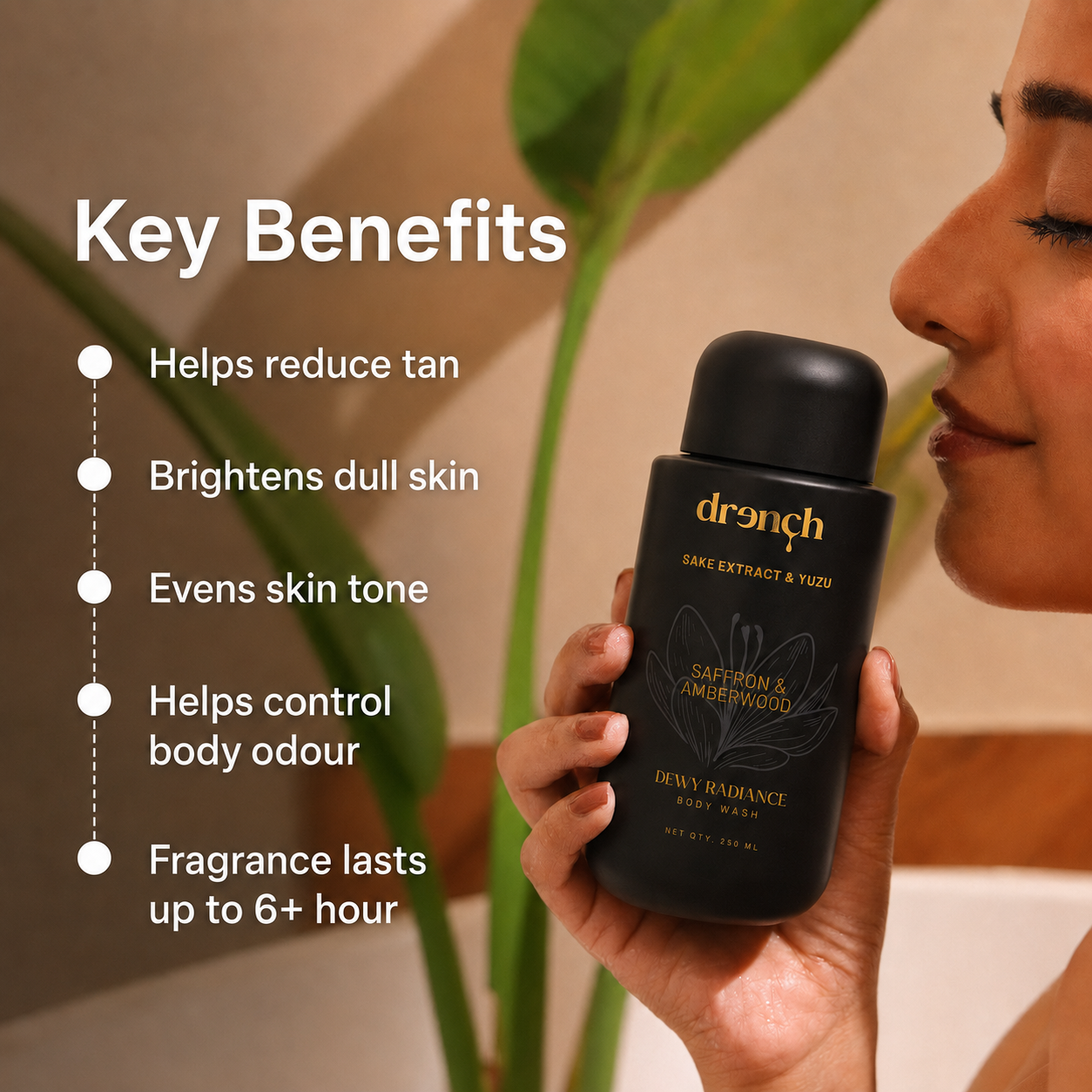 Dewy Radiance Saffron & Amberwood Body Wash with Vitamin C Extract