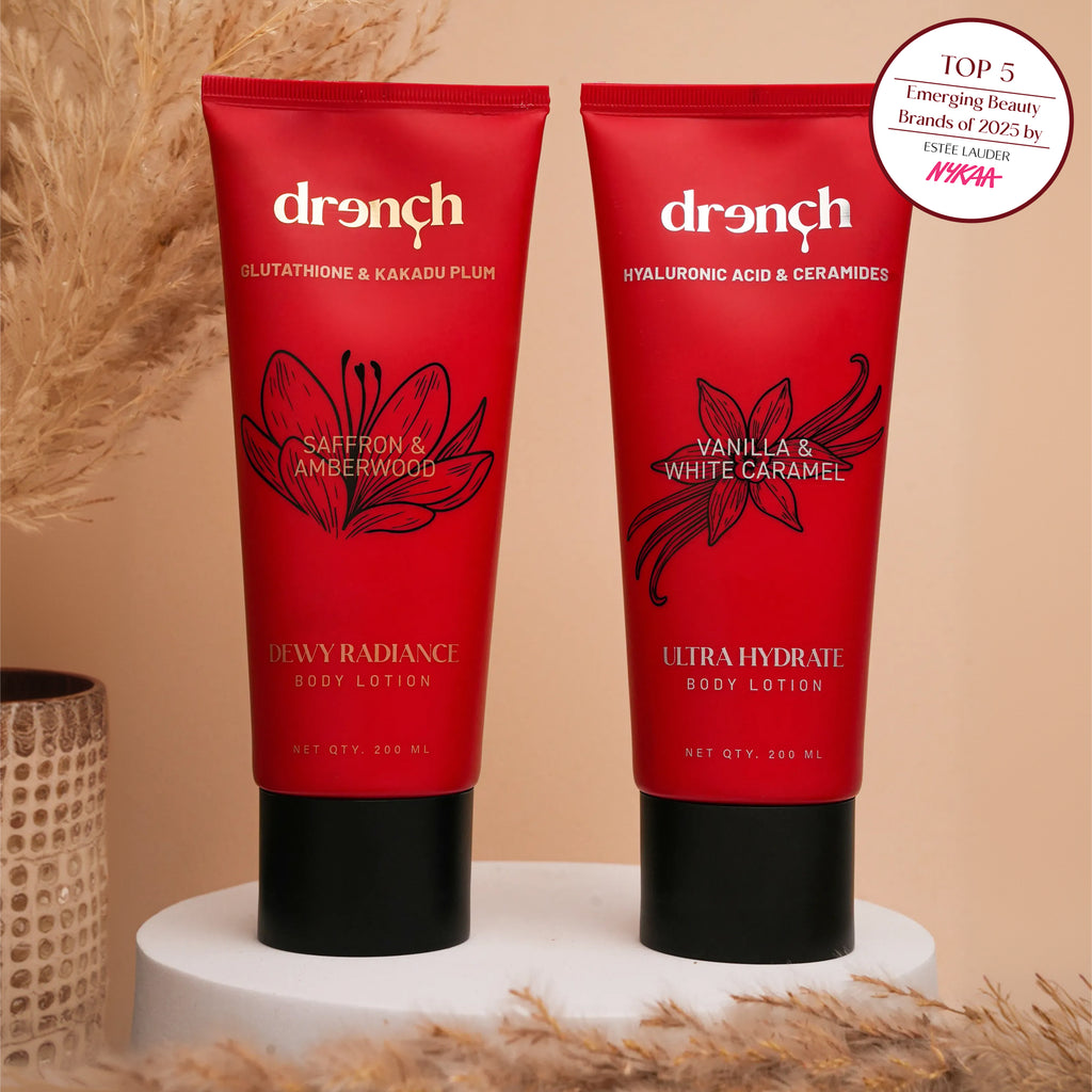 Drench Body Lotion Indulgence Set – Ultra Hydrate and Dewy Radiance Body Lotion 200ml each, cleanical bodycare gift set